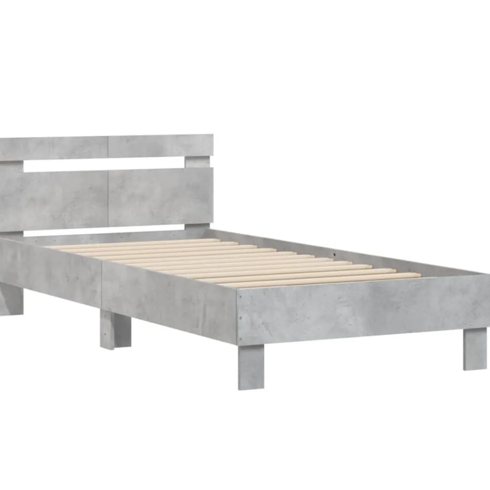 Lits & Accessoires-vidaXL Cadre de lit sans matelas avec tête de lit 100x200cm Gris béton