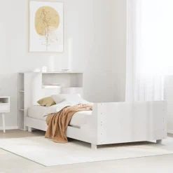 Lits & Accessoires-vidaXL Cadre de lit sans matelas 75x190 cm bois de pin massif Blanc