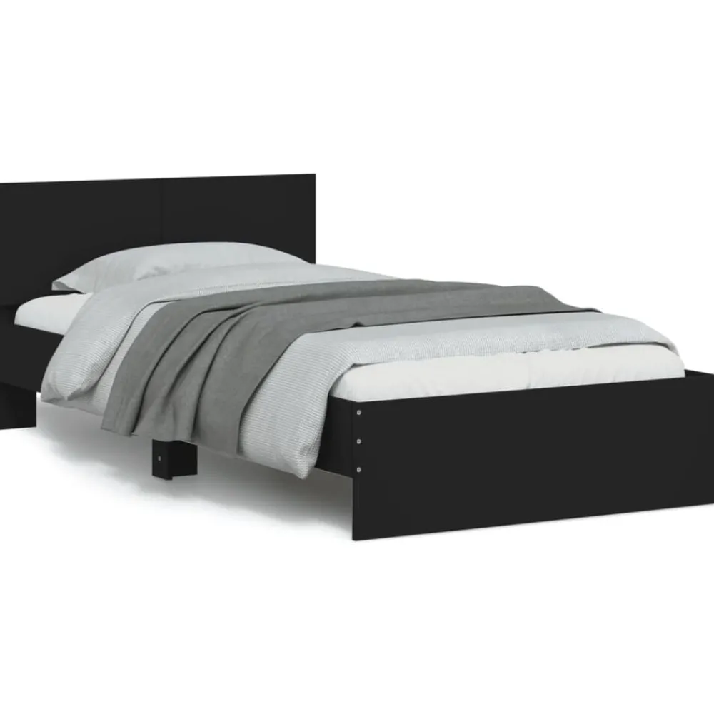 Lits & Accessoires-vidaXL Cadre de lit sans matelas avec tête de lit 100x200 cm Noir