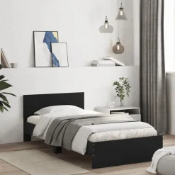 Lits & Accessoires-vidaXL Cadre de lit sans matelas avec tête de lit 100x200 cm Noir