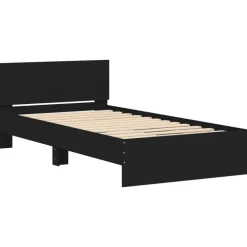 Lits & Accessoires-vidaXL Cadre de lit sans matelas avec tête de lit 100x200 cm Noir