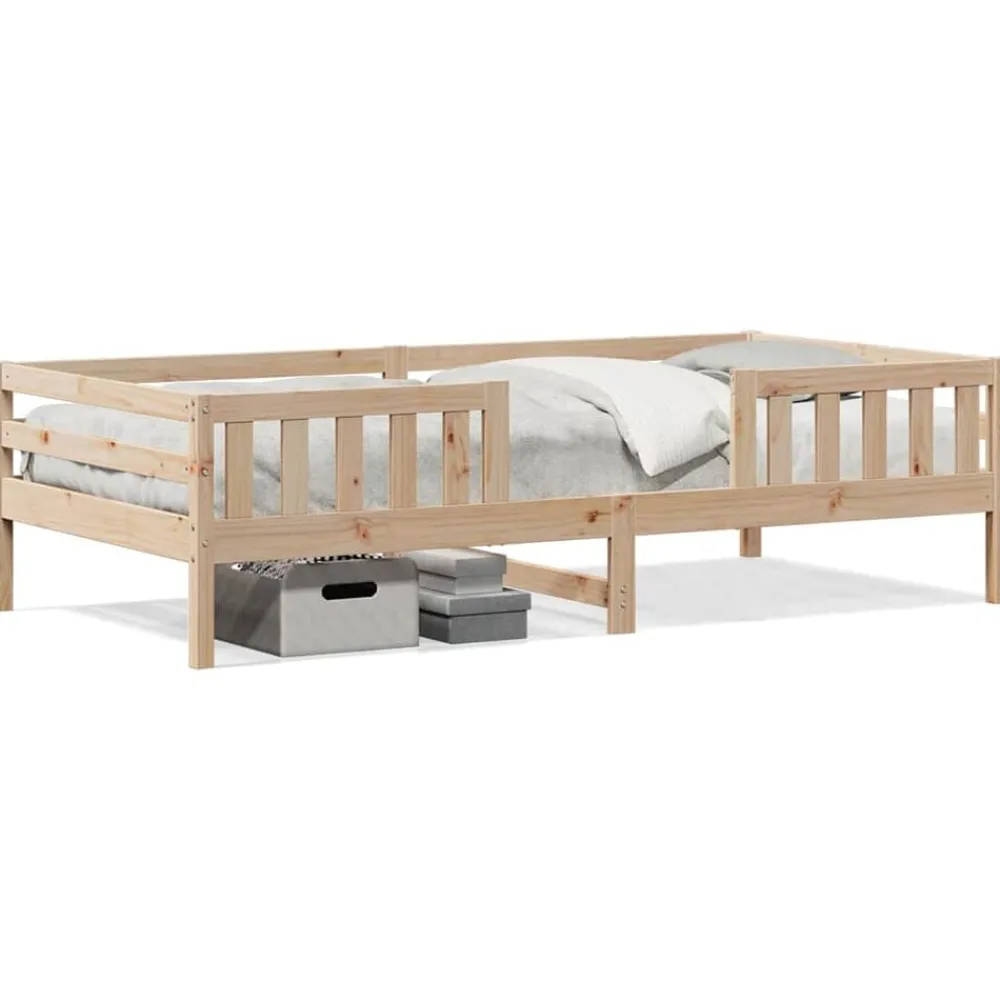 Lits & Accessoires-vidaXL Cadre de lit sans matelas 100x200 cm bois massif de pin Naturel