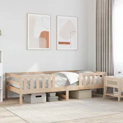 Lits & Accessoires-vidaXL Cadre de lit sans matelas 100x200 cm bois massif de pin Naturel