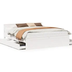 vidaXL Cadre de lit sans matelas avec tête de lit 200x200 cm bois pin