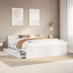 vidaXL Cadre de lit sans matelas avec tête de lit 200x200 cm bois pin