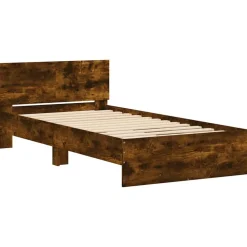 Lits & Accessoires-vidaXL Cadre de lit sans matelas avec tête de lit chêne fumé 100x200cm Chêne fumé
