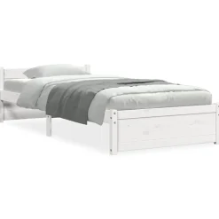 Lits & Accessoires-vidaXL Cadre de lit sans matelas bois massif 75x190 cm Blanc