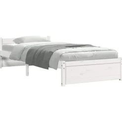 Lits & Accessoires-vidaXL Cadre de lit sans matelas bois massif 75x190 cm Blanc