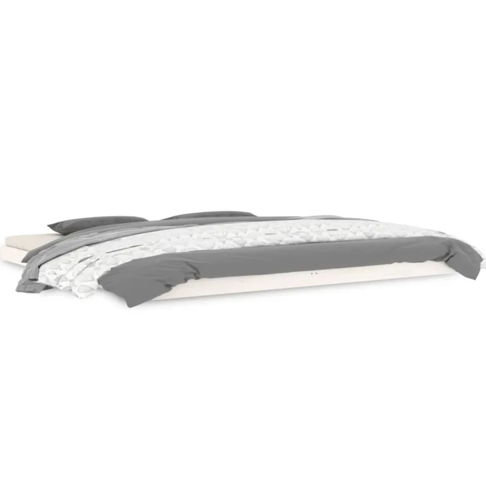 Lits & Accessoires-vidaXL Cadre de lit sans matelas 200x200 cm bois massif de pin Blanc