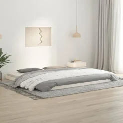 Lits & Accessoires-vidaXL Cadre de lit sans matelas 200x200 cm bois massif de pin Blanc