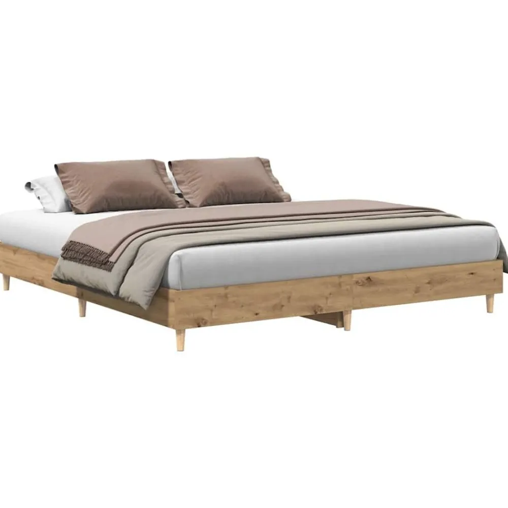 Lits & Accessoires-vidaXL Cadre de lit sans matelas chêne artisanal 200x200 cm artisian oak