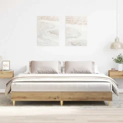 Lits & Accessoires-vidaXL Cadre de lit sans matelas chêne artisanal 200x200 cm artisian oak