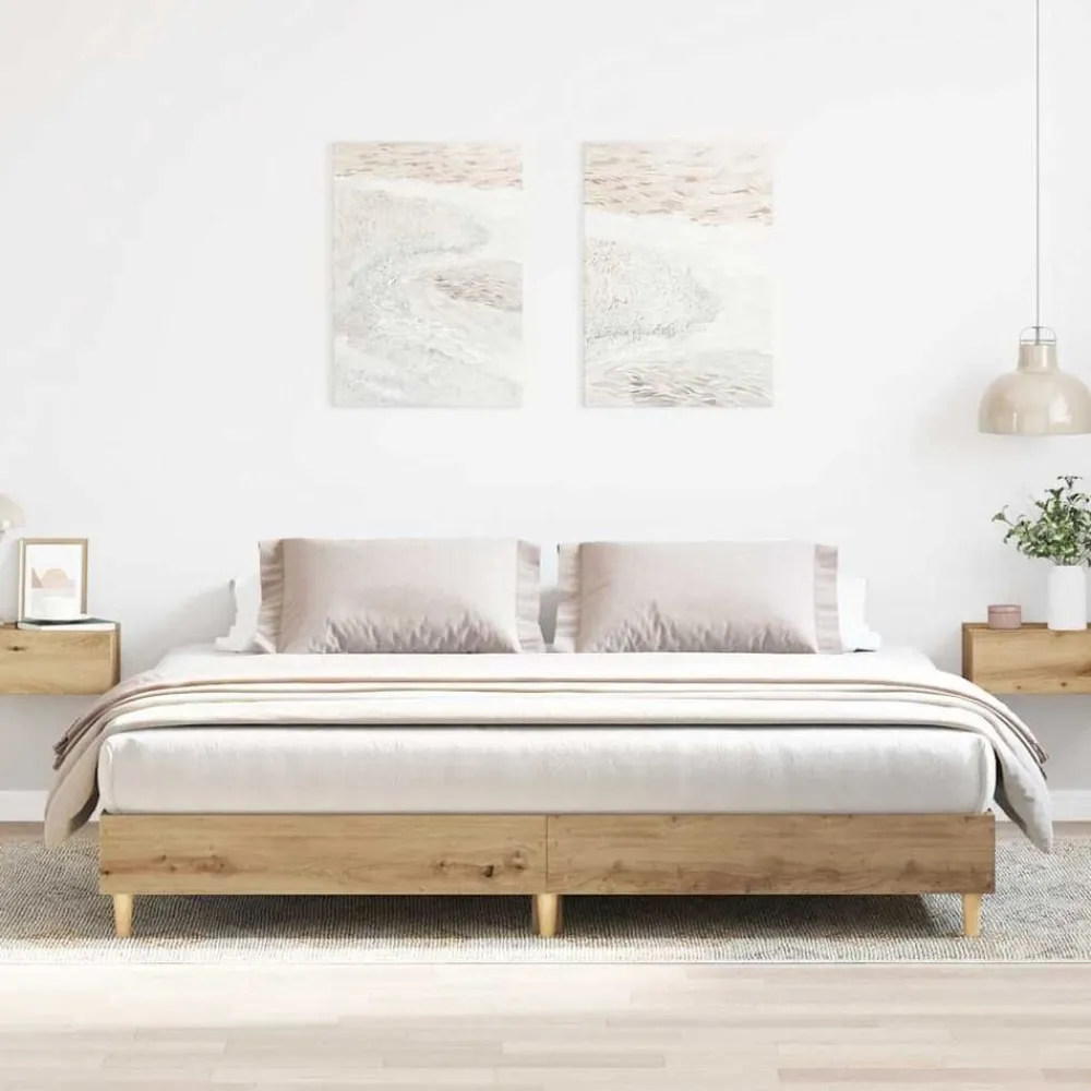 Lits & Accessoires-vidaXL Cadre de lit sans matelas chêne artisanal 200x200 cm artisian oak