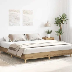 Lits & Accessoires-vidaXL Cadre de lit sans matelas chêne artisanal 200x200 cm artisian oak