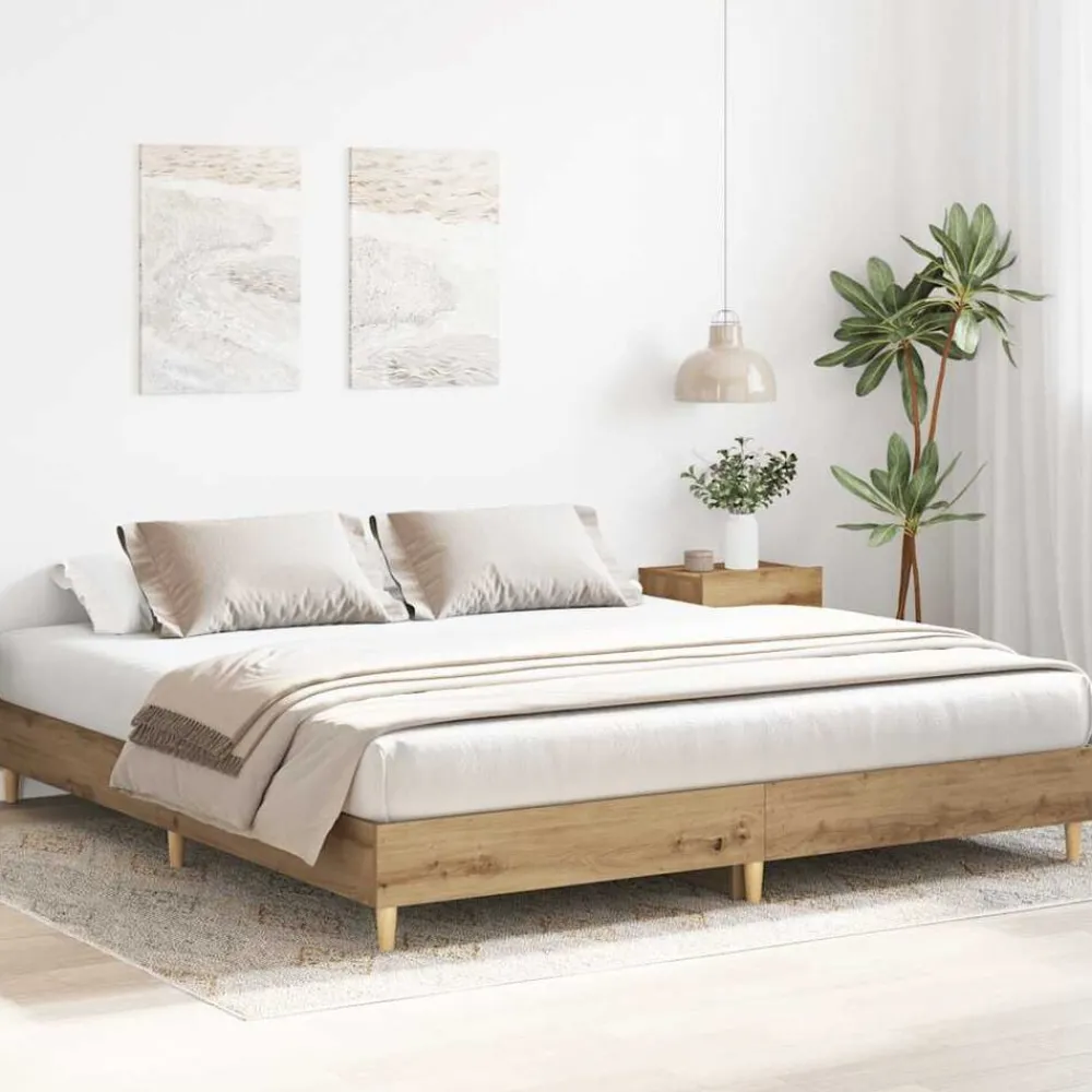 Lits & Accessoires-vidaXL Cadre de lit sans matelas chêne artisanal 200x200 cm artisian oak