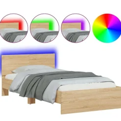 vidaXL Cadre de lit sans matelas avec lumières LED 100x200 cm