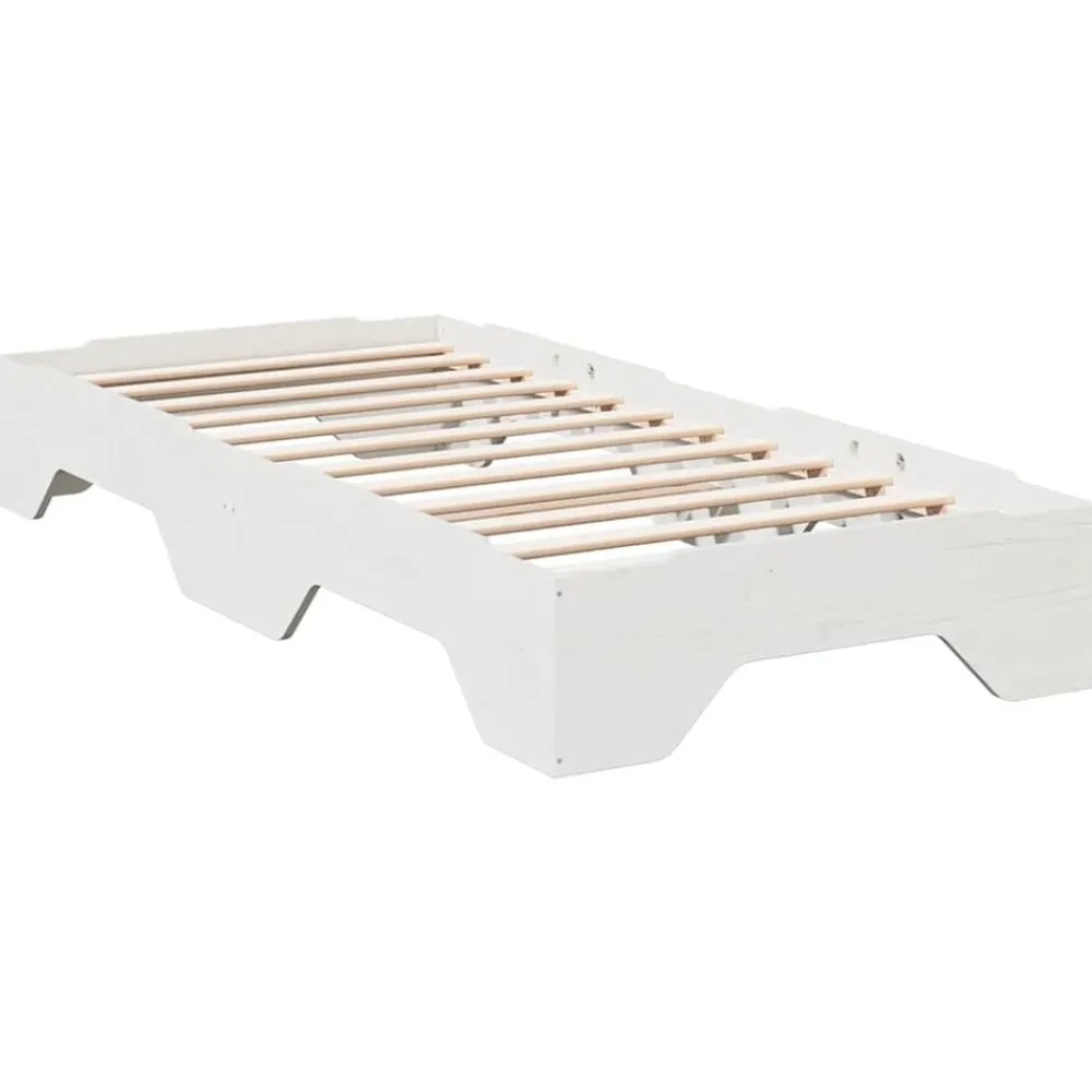 Lits & Accessoires-vidaXL Cadre de lit sans matelas empilable 80x200 cm bois massif Blanc