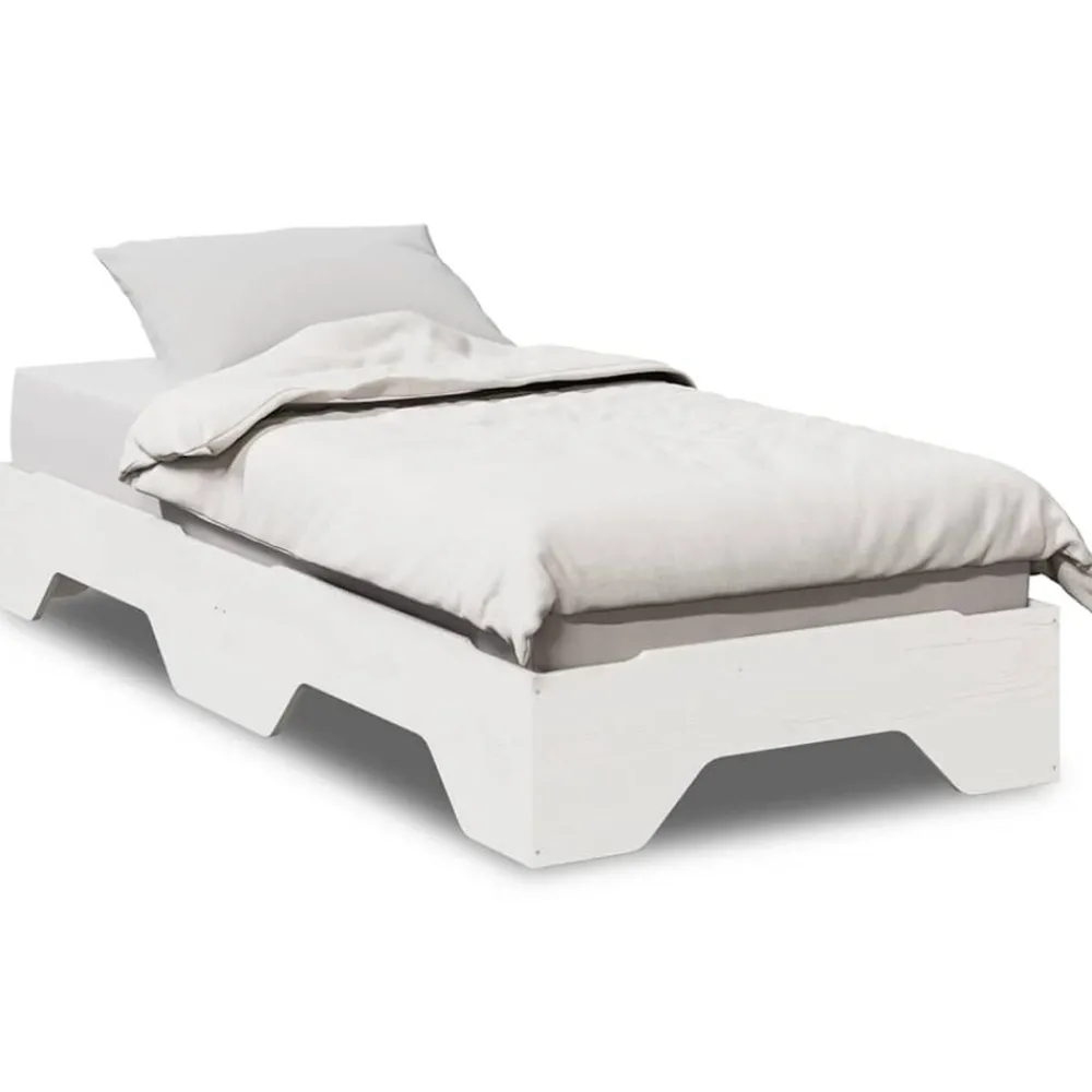 Lits & Accessoires-vidaXL Cadre de lit sans matelas empilable 80x200 cm bois massif Blanc