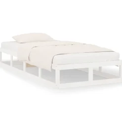 Lits & Accessoires-vidaXL Cadre de lit sans matelas 90x200 cm bois massif Blanc