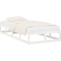 Lits & Accessoires-vidaXL Cadre de lit sans matelas 90x200 cm bois massif Blanc