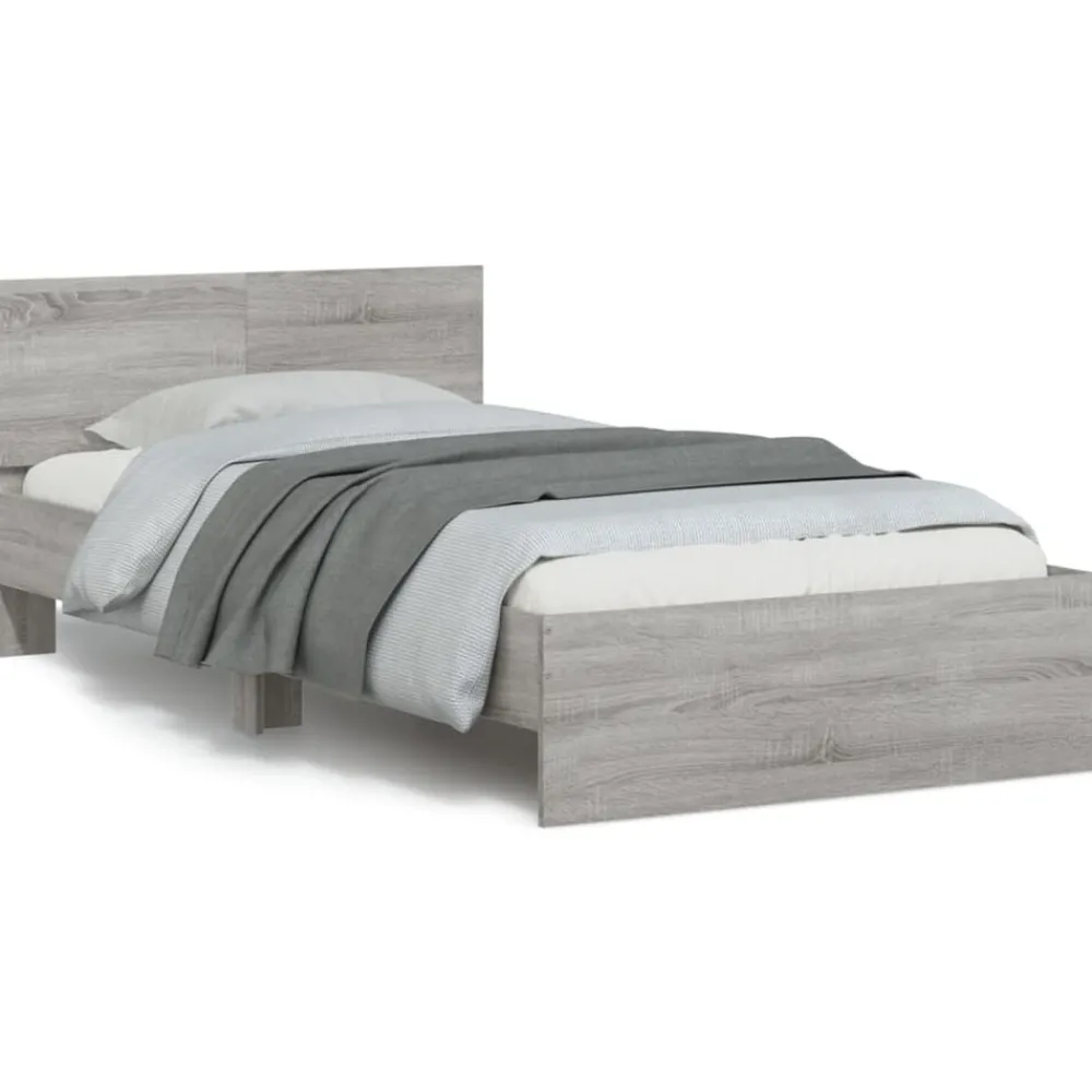Lits & Accessoires-vidaXL Cadre de lit sans matelas avec lumières LED 100x200 cm Sonoma gris