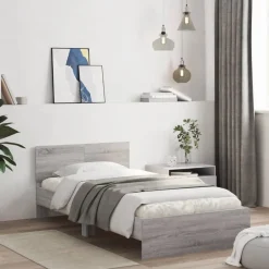 Lits & Accessoires-vidaXL Cadre de lit sans matelas avec lumières LED 100x200 cm Sonoma gris