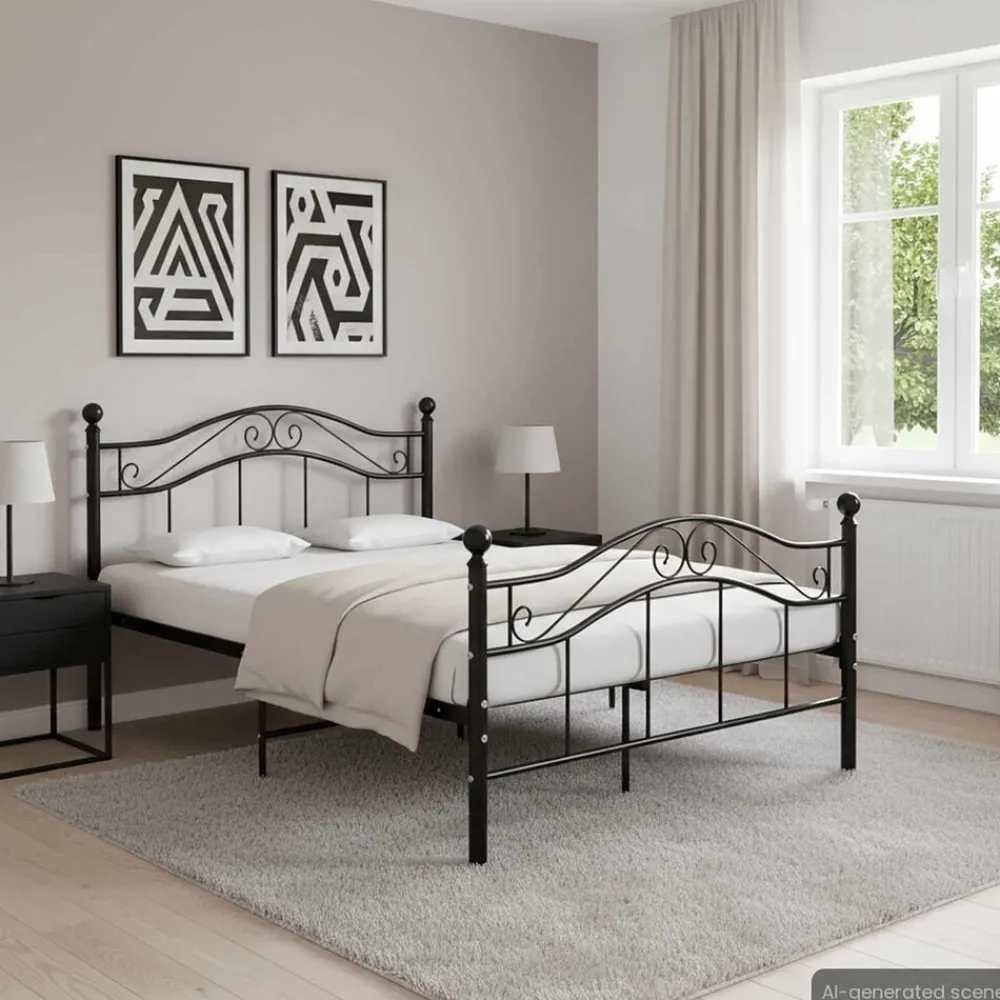 Lits & Accessoires-vidaXL Cadre de lit sans matelas métal 120x200 cm Noir