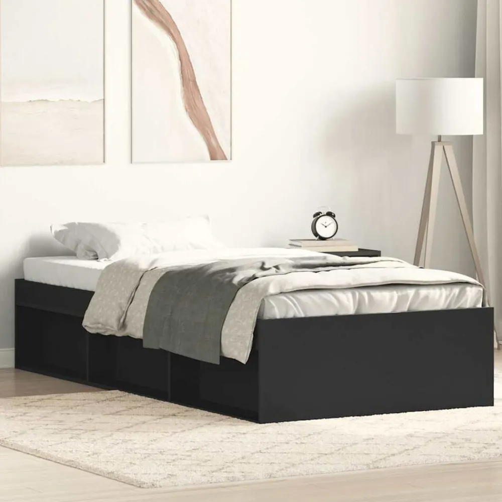 Lits & Accessoires-vidaXL Cadre de lit sans matelas 90x200 cm Noir