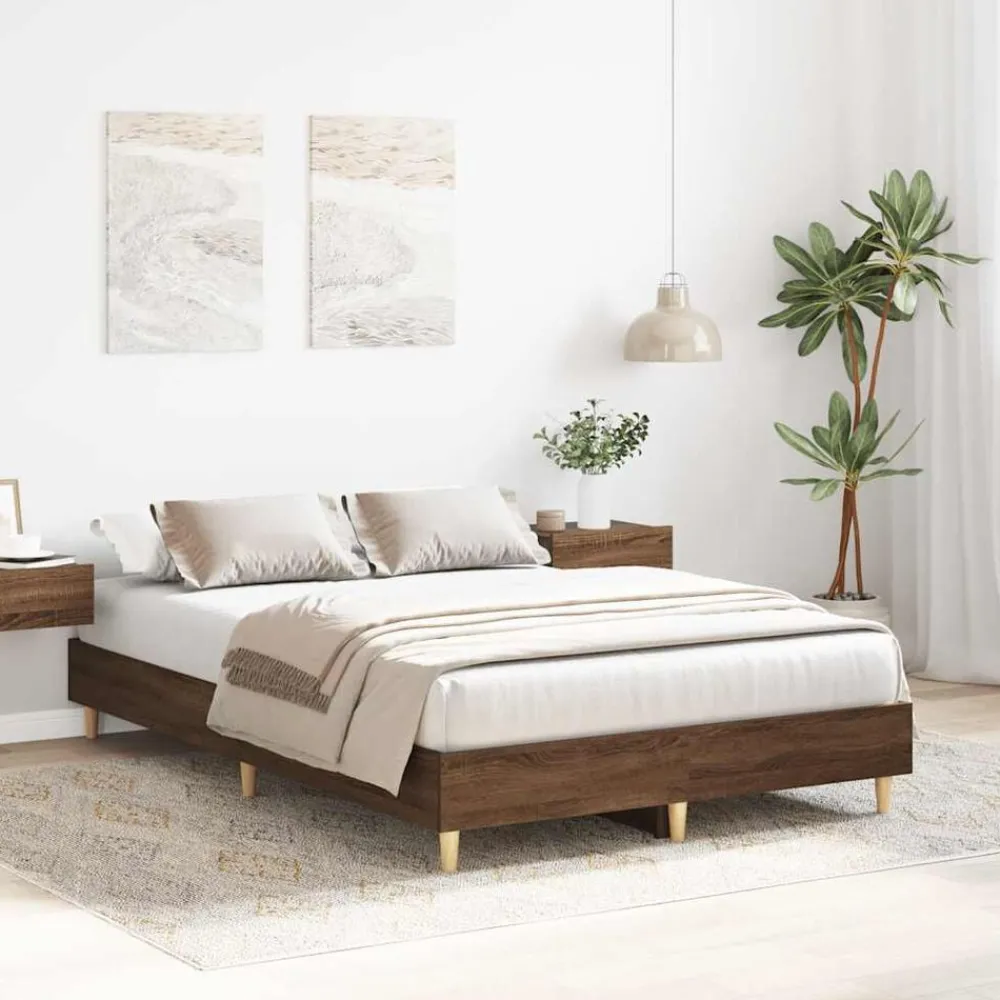 Lits & Accessoires-vidaXL Cadre de lit sans matelas chêne marron 120x200 cm Chêne marron