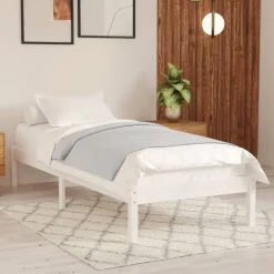 Lits & Accessoires-vidaXL Cadre de lit sans matelas bois massif Blanc
