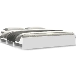 Lits & Accessoires-vidaXL Cadre de lit sans matelas 200x200 cm bois d'ingénierie Blanc