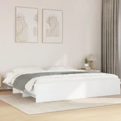 Lits & Accessoires-vidaXL Cadre de lit sans matelas 200x200 cm bois d'ingénierie Blanc