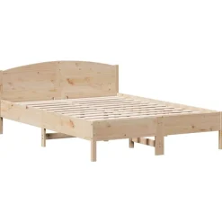 Lits & Accessoires-vidaXL Cadre de lit sans matelas 140x200 cm bois massif de pin Naturel