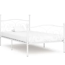 Lits & Accessoires-vidaXL Cadre de lit sans matelas avec sommier à lattes métal 90x200 cm Blanc