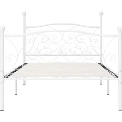 Lits & Accessoires-vidaXL Cadre de lit sans matelas avec sommier à lattes métal 90x200 cm Blanc