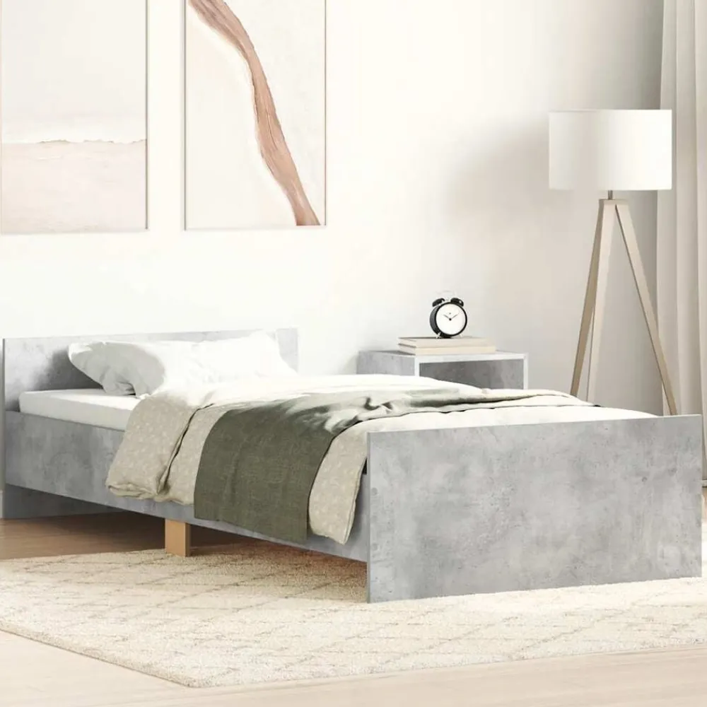 Lits & Accessoires-vidaXL Cadre de lit sans matelas 90x200 cm Gris béton