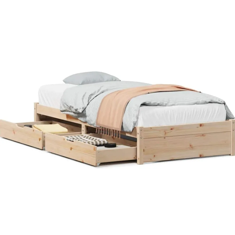 Lits & Accessoires-vidaXL Cadre de lit sans matelas 75x190 cm bois de pin massif Naturel