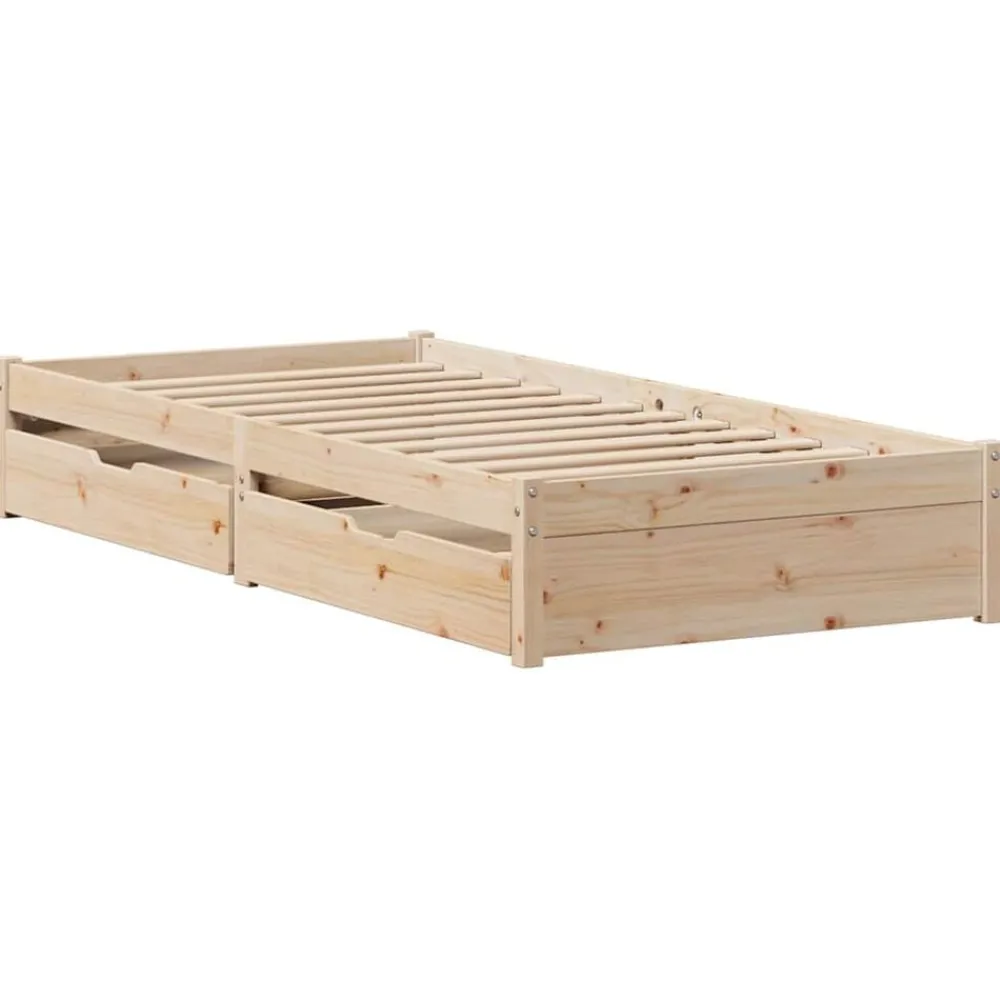 Lits & Accessoires-vidaXL Cadre de lit sans matelas 75x190 cm bois de pin massif Naturel