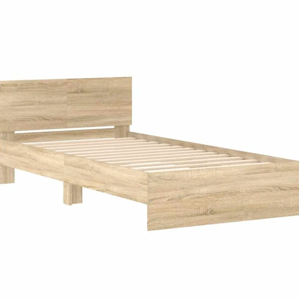 Lits & Accessoires-vidaXL Cadre de lit sans matelas avec tête de lit 100x200 cm Chêne sonoma