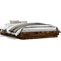 Lits & Accessoires-vidaXL Cadre de lit sans matelas chêne fumé 120x200 cm Chêne fumé
