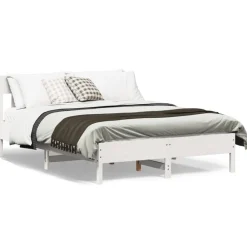 Lits & Accessoires-vidaXL Cadre de lit sans matelas 150x200 cm bois de pin massif Blanc