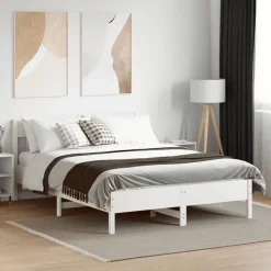 Lits & Accessoires-vidaXL Cadre de lit sans matelas 150x200 cm bois de pin massif Blanc