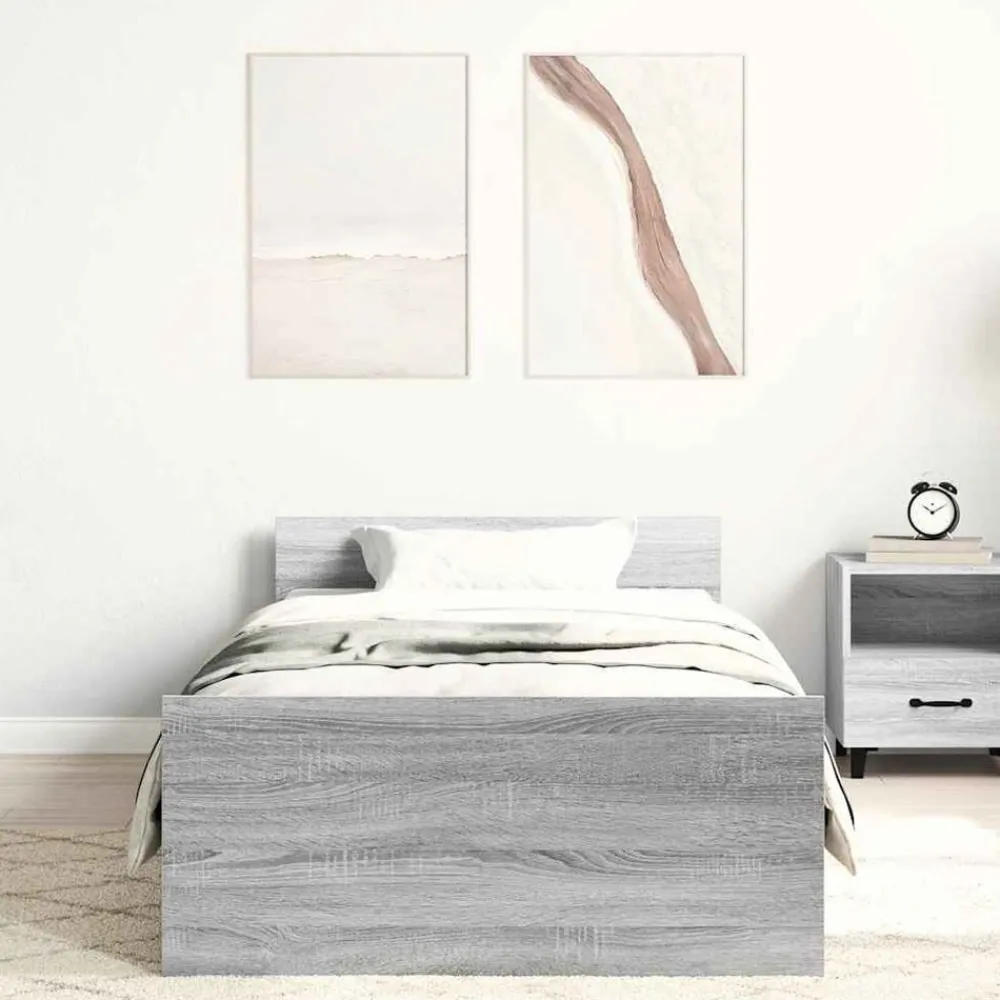 Lits & Accessoires-vidaXL Cadre de lit sans matelas 90x200 cm Sonoma gris