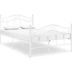 Lits & Accessoires-vidaXL Cadre de lit sans matelas métal 120x200 cm Blanc