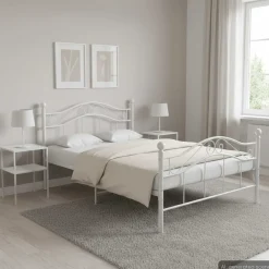 Lits & Accessoires-vidaXL Cadre de lit sans matelas métal 120x200 cm Blanc