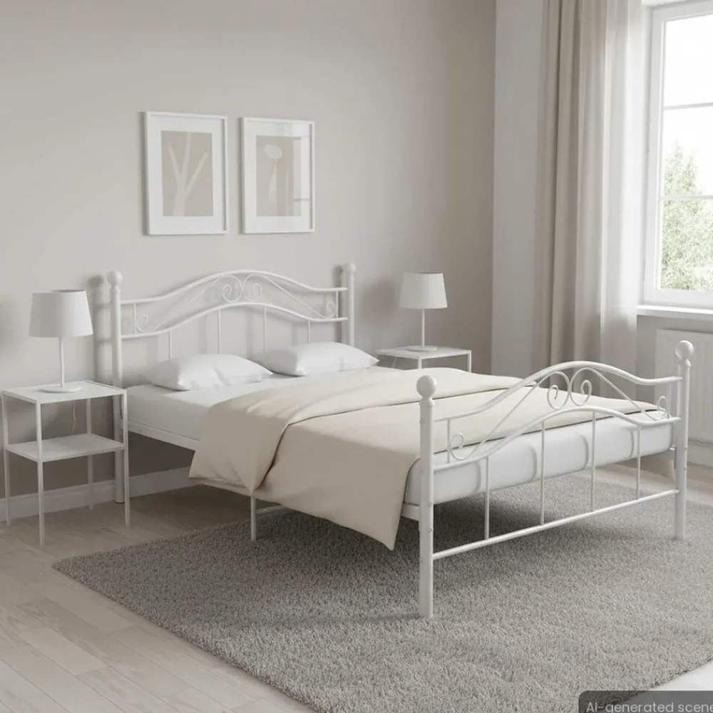 Lits & Accessoires-vidaXL Cadre de lit sans matelas métal 120x200 cm Blanc