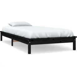 Lits & Accessoires-vidaXL Cadre de lit sans matelas 90x200 cm bois massif Noir