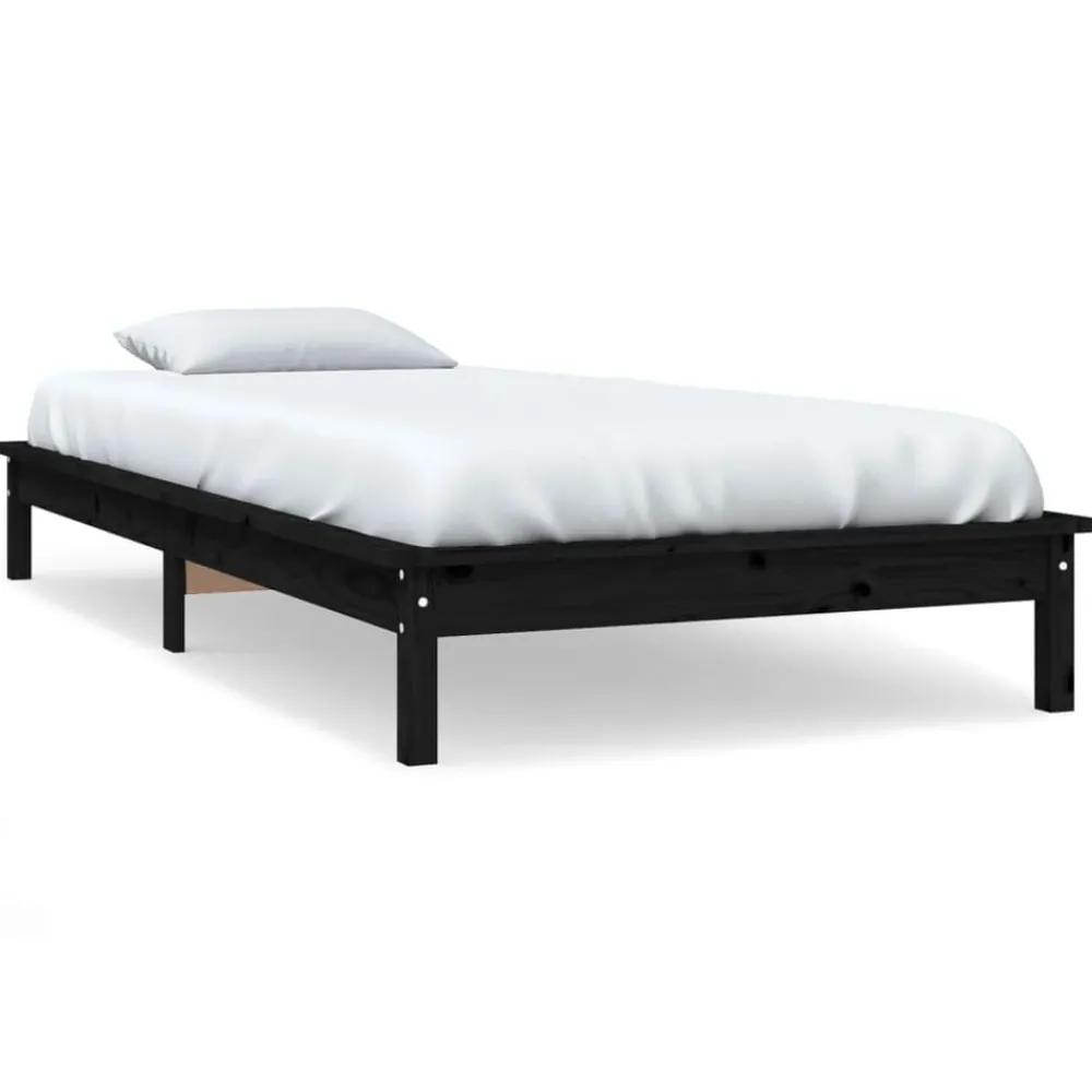 Lits & Accessoires-vidaXL Cadre de lit sans matelas 90x200 cm bois massif Noir