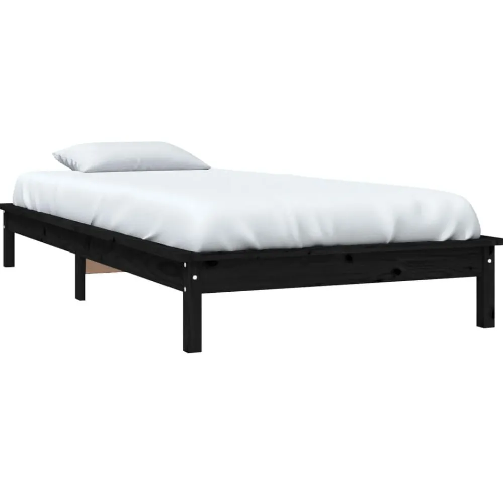 Lits & Accessoires-vidaXL Cadre de lit sans matelas 90x200 cm bois massif Noir
