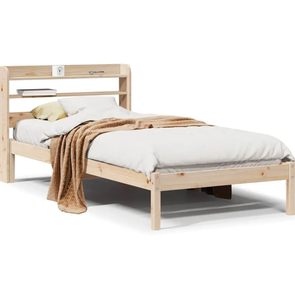 Lits & Accessoires-vidaXL Cadre de lit sans matelas 75x190 cm bois de pin massif Naturel